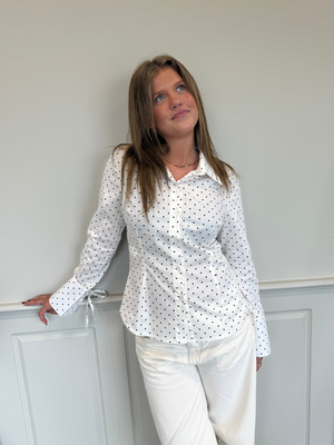 AVA STRING SHIRT - WHITE POLKA DOTS