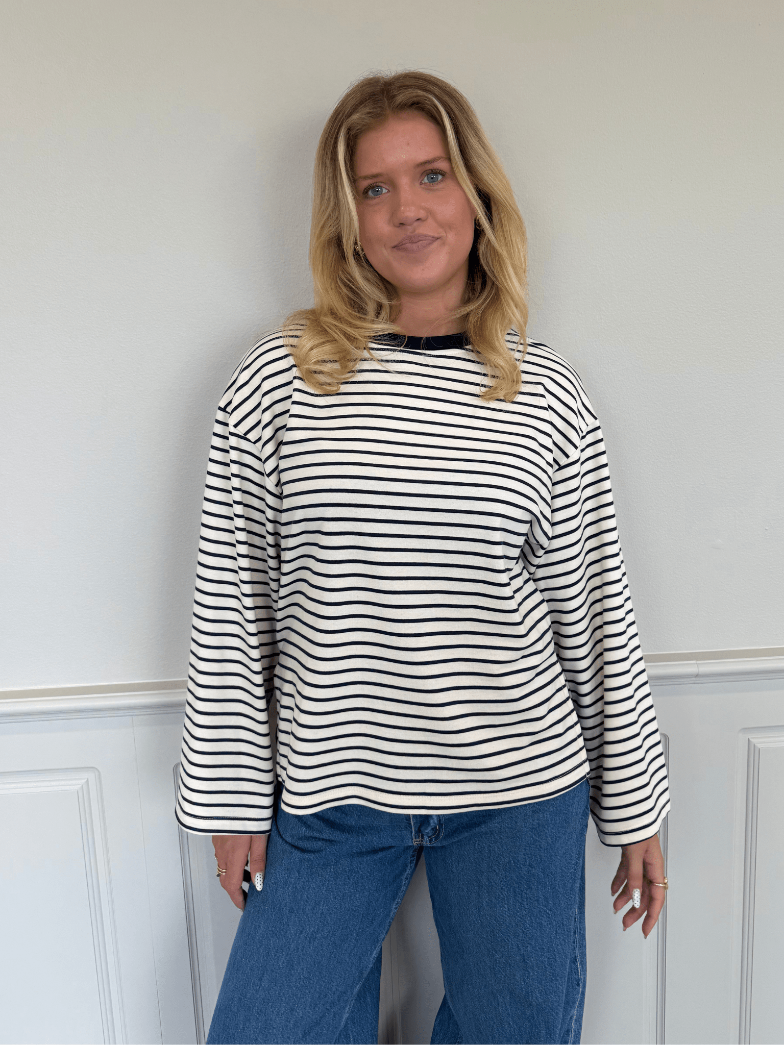 STRIPE TEE, LONG SLEEVE - OFFWHITE/NAVY