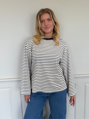 STRIPE TEE, LONG SLEEVE - OFFWHITE/NAVY