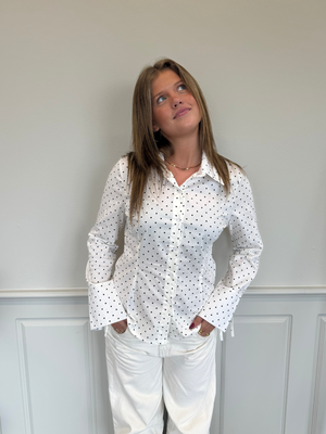 AVA STRING SHIRT - WHITE POLKA DOTS