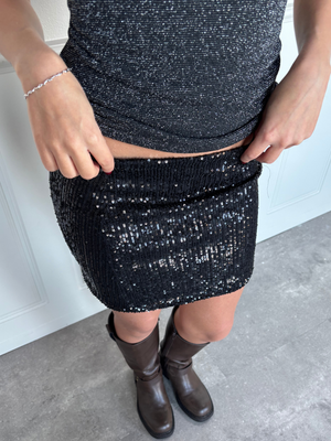 BILLIE GLITTER SKIRT - BLACK