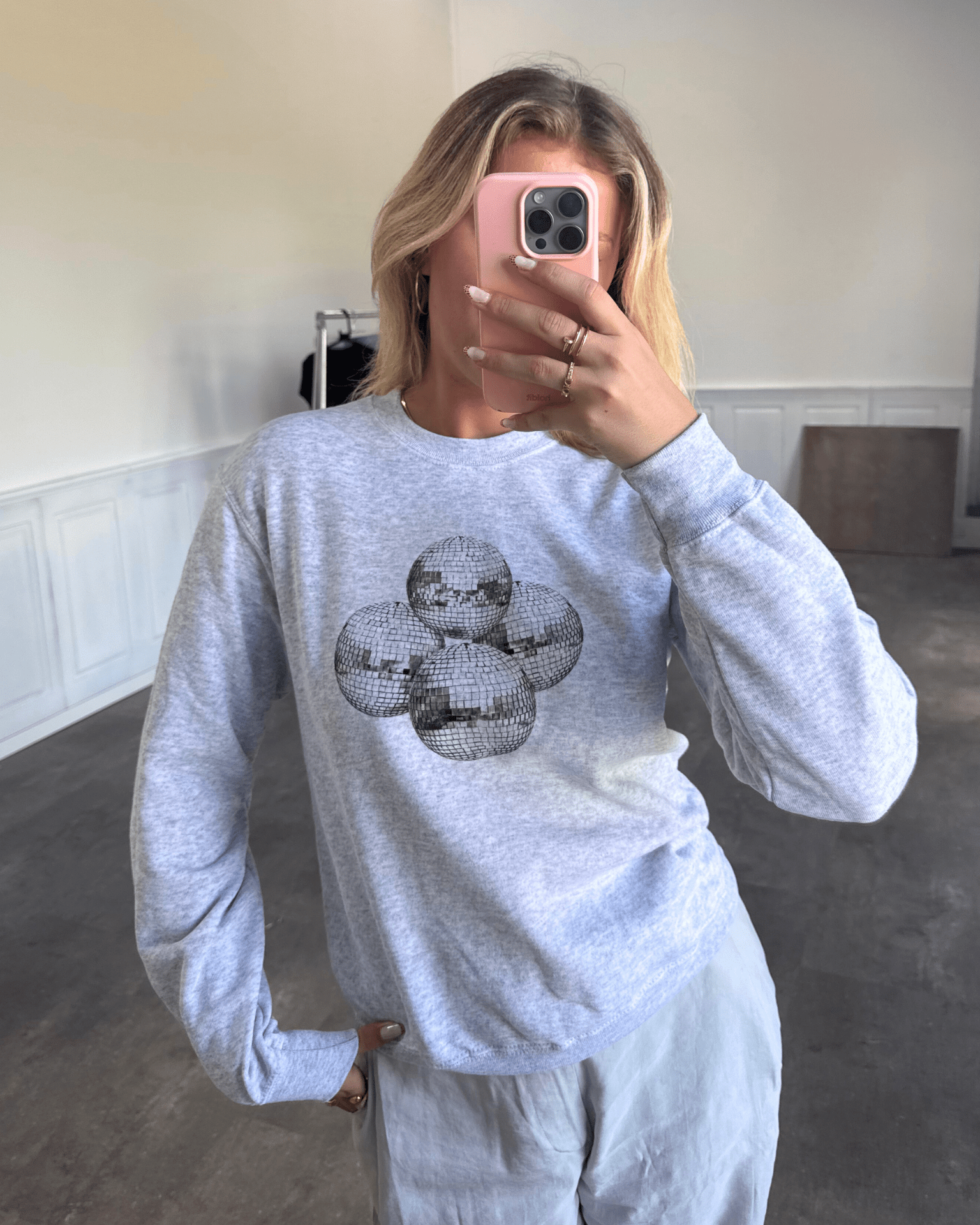 DISCO BALL (black) SWEATSHIRT - GRAY
