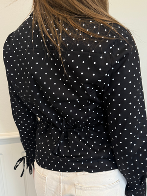 AVA STRING SHIRT - BLACK POLKA DOTS