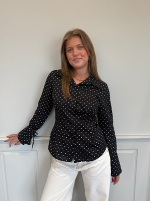 AVA STRING SHIRT - BLACK POLKA DOTS