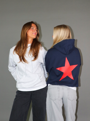 RED STAR HOODIE (rygprint) - NAVY