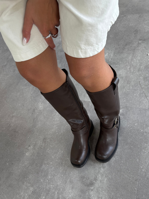 NELLIE BIKER BOOT - BROWN