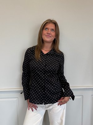 AVA STRING SHIRT - BLACK POLKA DOTS
