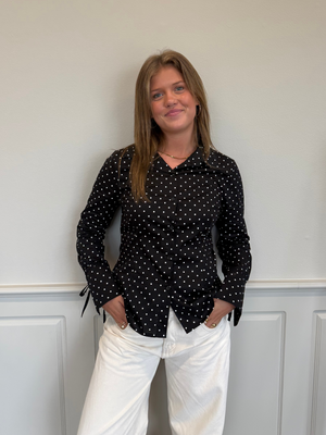 AVA STRING SHIRT - BLACK POLKA DOTS