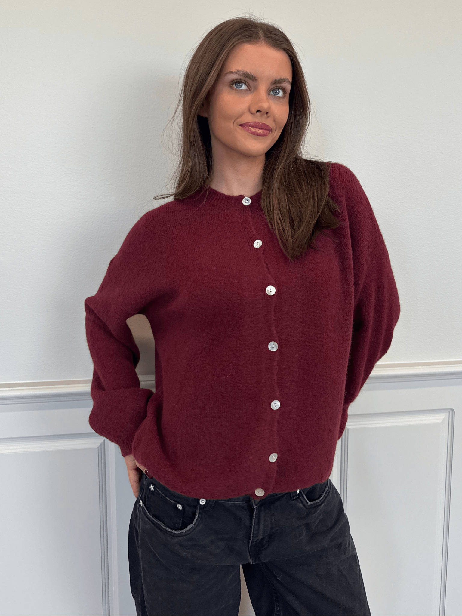 MOLLI CARDIGAN - WINE RED