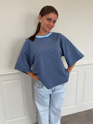 STRIPE TEE, SHORT SLEEVE - BLUE / LT BLUE