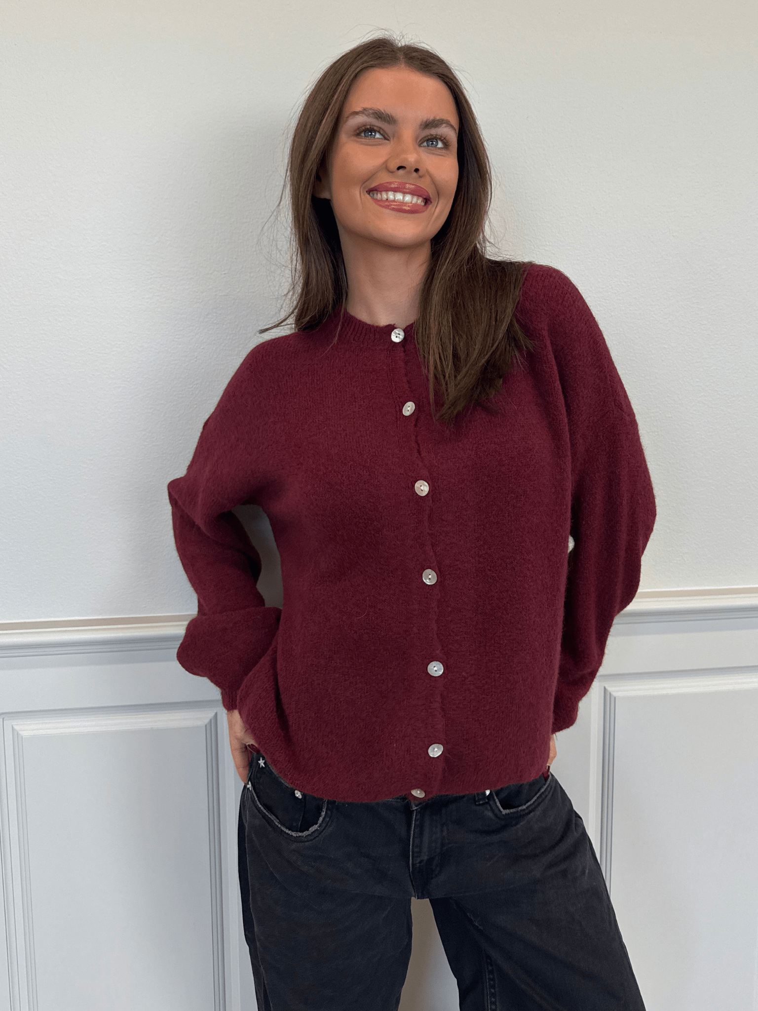 MOLLI CARDIGAN - WINE RED