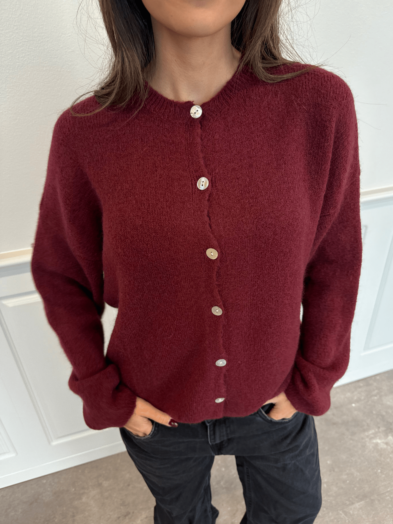 MOLLI CARDIGAN - WINE RED