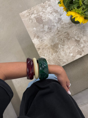 3-PACK BRACELETS - OFFWHITE/WINE/GREEN