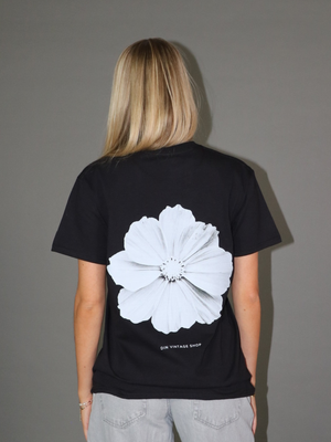 MONOCHROME FLOWER T-SHIRT - SORT