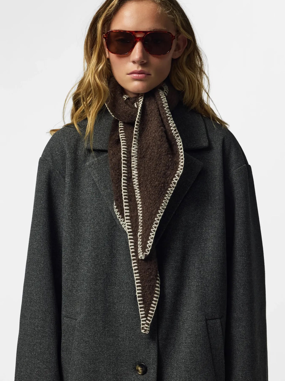 PYRON MINI SCARF - HOT FUDGE / CONTRAST STITCH