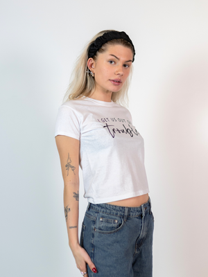 OUT OF TROUBLE - BABY TEE, WHITE