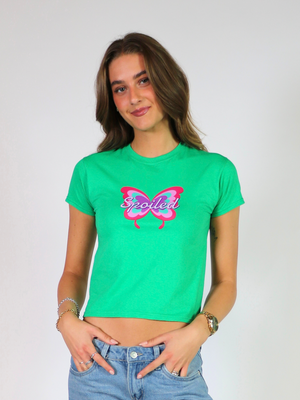 SPOILED BUTTERFLY BABY TEE - LYS GRØN