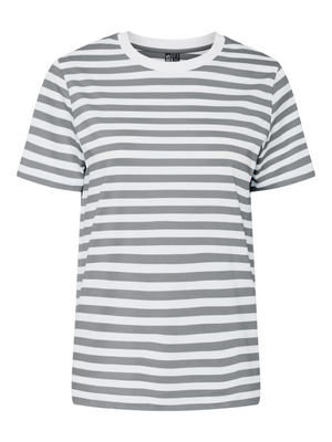 RIA STRIPE TEE - GREY/BRIGHT WHITE