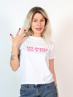 TOO PRETTY, BABY TEE - WHITE