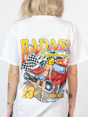 BADASS T-SHIRT (back print) - WHITE