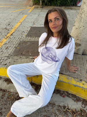 PLANET DISCO (violet) UNISEX T-SHIRT - HVID