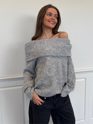 PAM OFF SHOULDER STRIK - MEDIUM GREY MELANGE