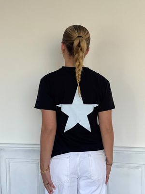 WHITE STAR (rygprint) UNISEX T-SHIRT - SORT