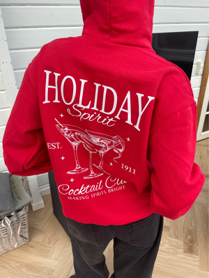 HOLIDAY SPIRIT HOODIE (rygprint) - RØD