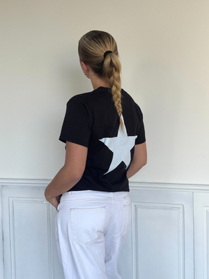 WHITE STAR (rygprint) UNISEX T-SHIRT - SORT