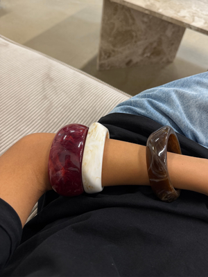 3-PACK BRACELETS - OFFWHITE/WINE/BROWN