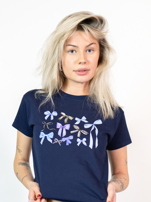 BOW COLLECTION (blå), BABY TEE - NAVY