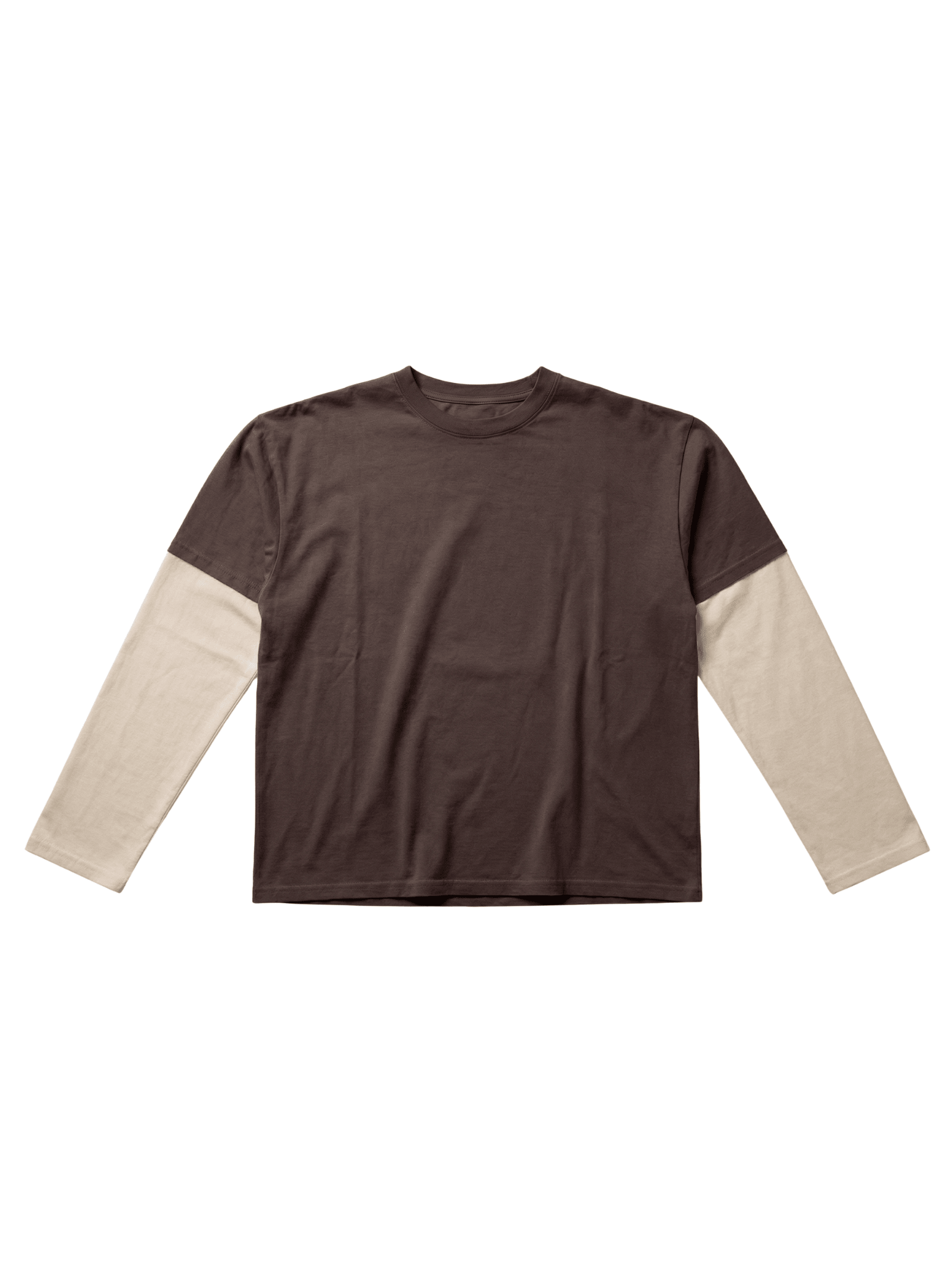 ALVIA LAYERED TEE - DARK BROWN/BEIGE