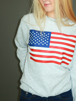 US FLAG SWEAT - GRÅ