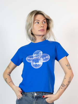 DISCO BALL (white), BABY TEE - BLUE