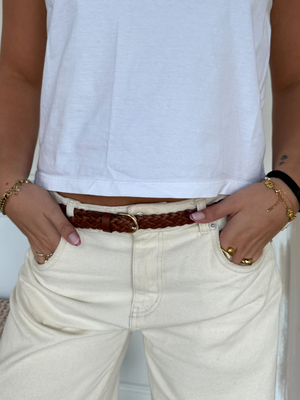 AVERY BRAIDED BELT - COGNAC