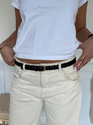 AVERY BRAIDED BELT - BLACK