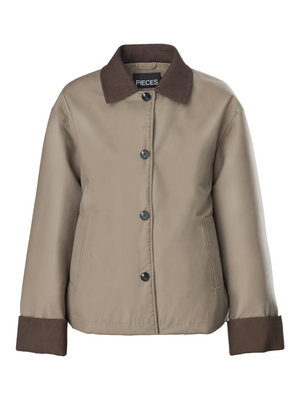 JORMA JACKET - GREIGE/HOT FUDGE