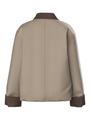 JORMA JACKET - GREIGE/HOT FUDGE