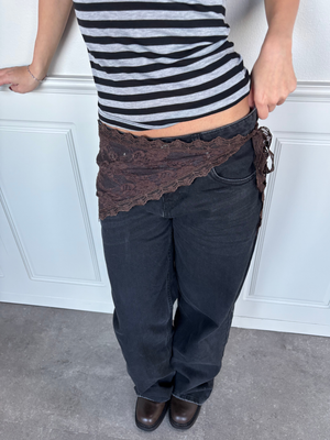 NAINA LACE HIP SCARF - HOT FUDGE