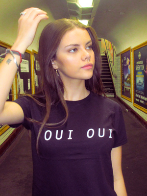 OUI OUI, BABY TEE - BLACK