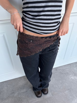 NAINA LACE HIP SCARF - HOT FUDGE