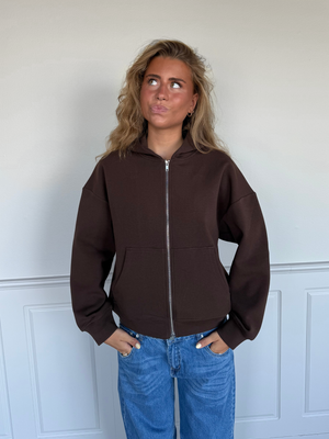 ASH SCUBA ZIP HOODIE - BROWN