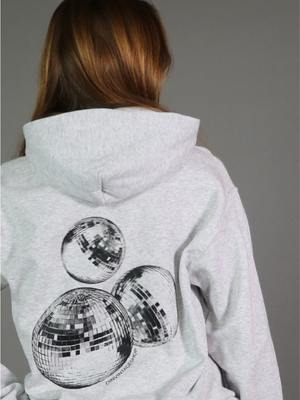 ROLLING MIRRORBALLS HOODIE (rygprint) - GRÅ