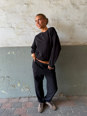FRUIT SWEATPANTS W/ ELA - BLACK