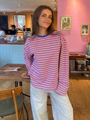 MYNTE STRIPE TEE - PINK/GREEN