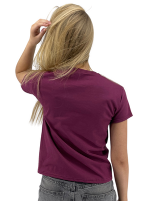 BOW (WHITE), BABY TEE - BORDEAUX