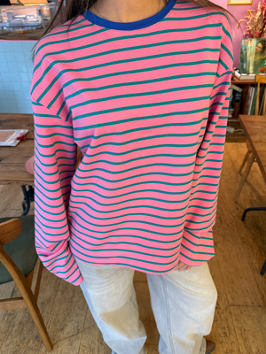 MYNTE STRIPE TEE - PINK/GREEN