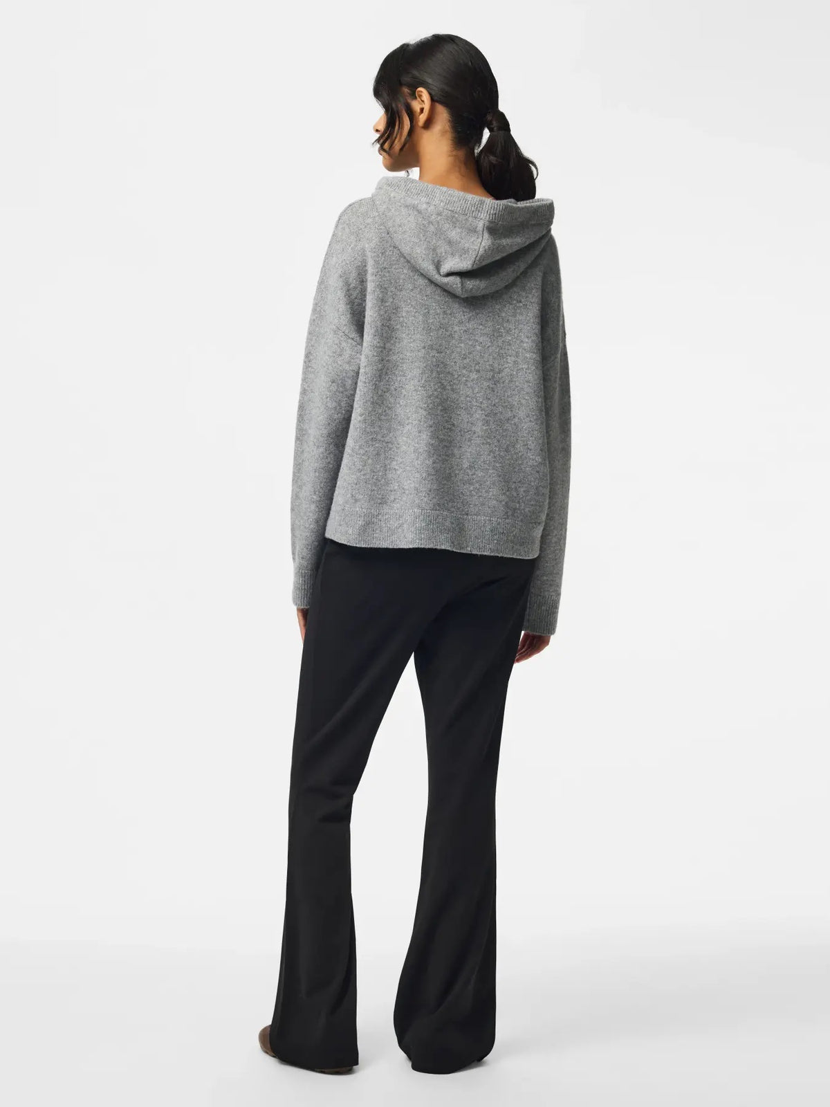 MALOU KNIT HOODIE - GREY MELANGE