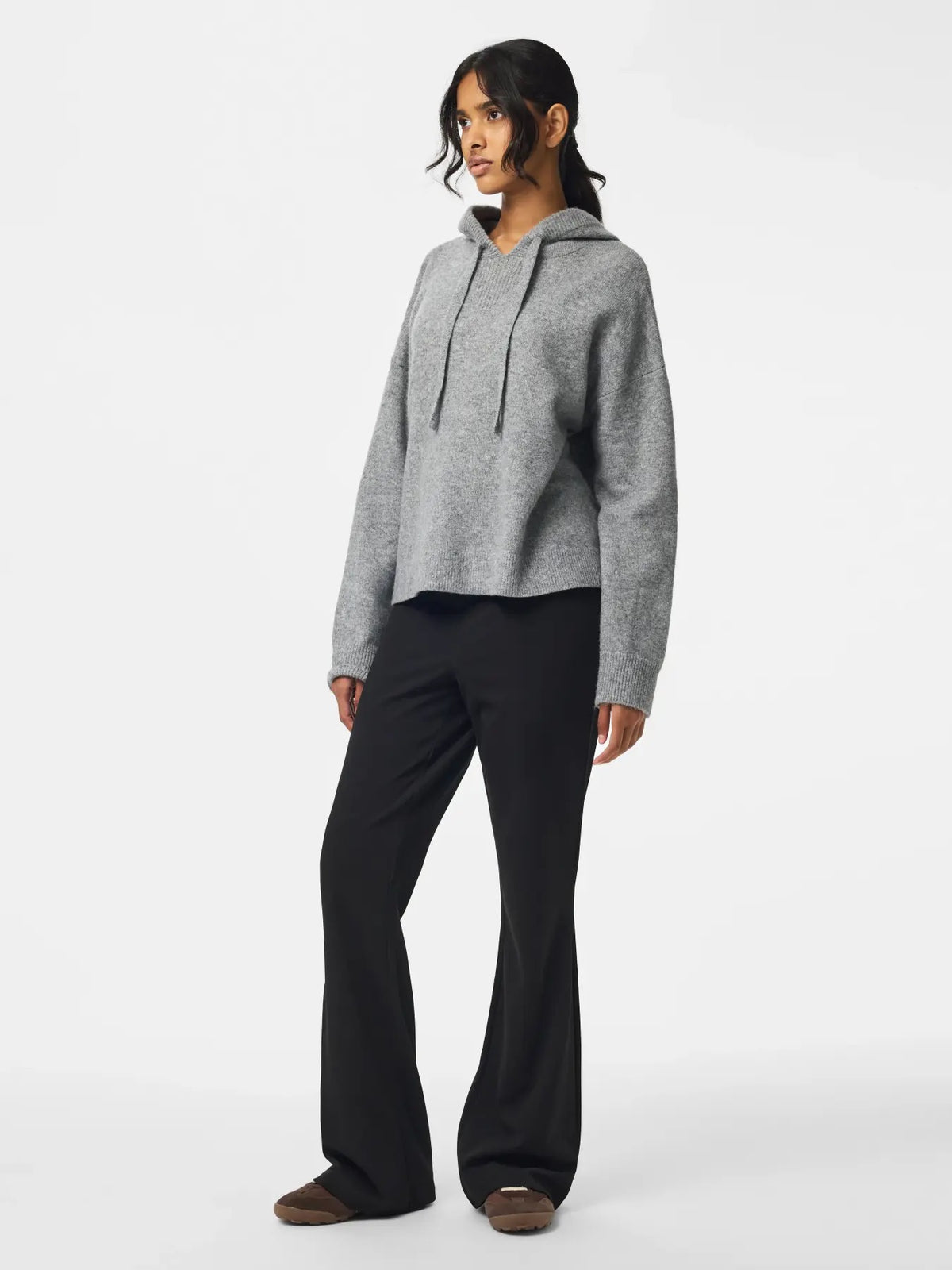 MALOU KNIT HOODIE - GREY MELANGE