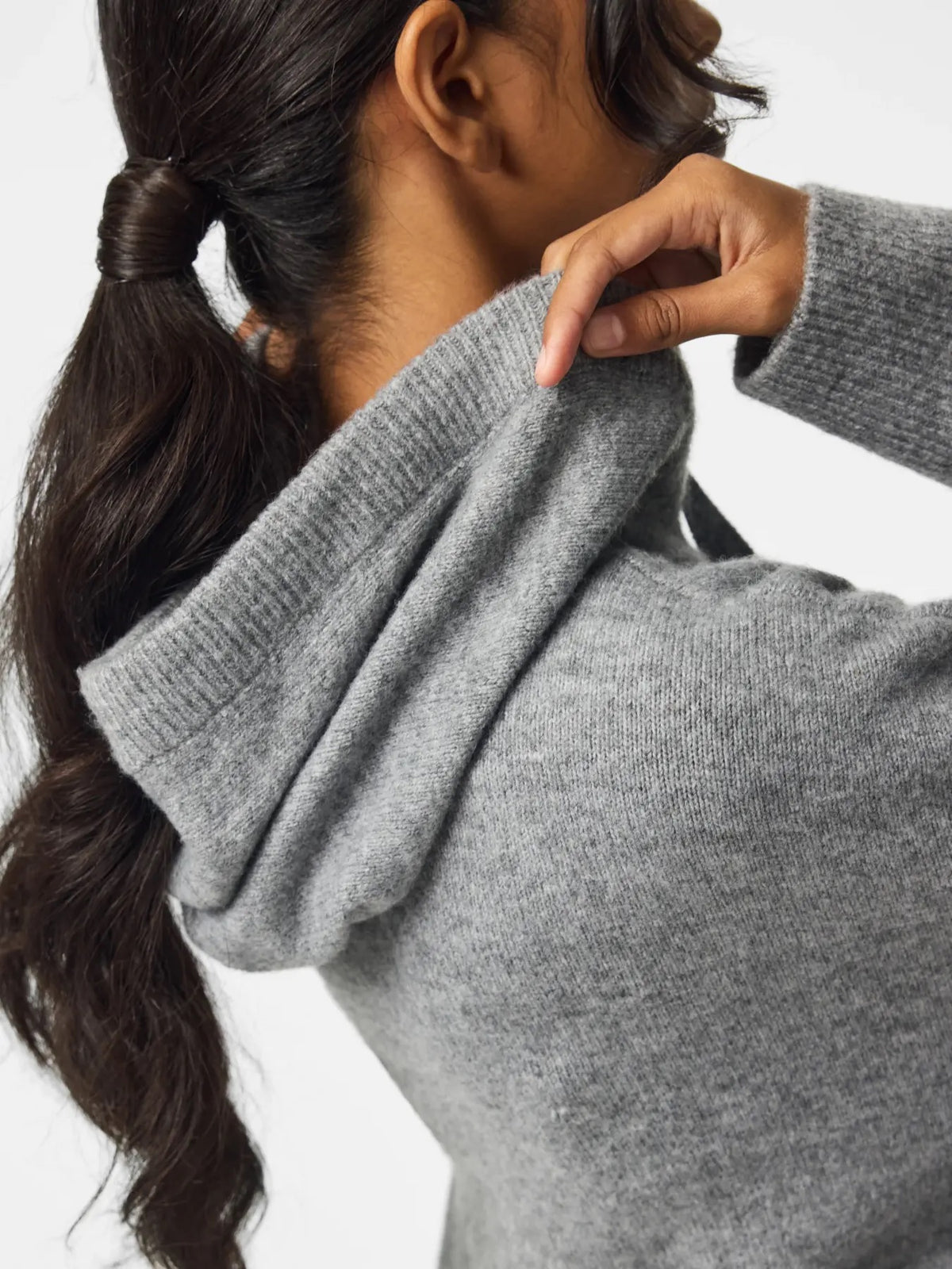 MALOU KNIT HOODIE - GREY MELANGE